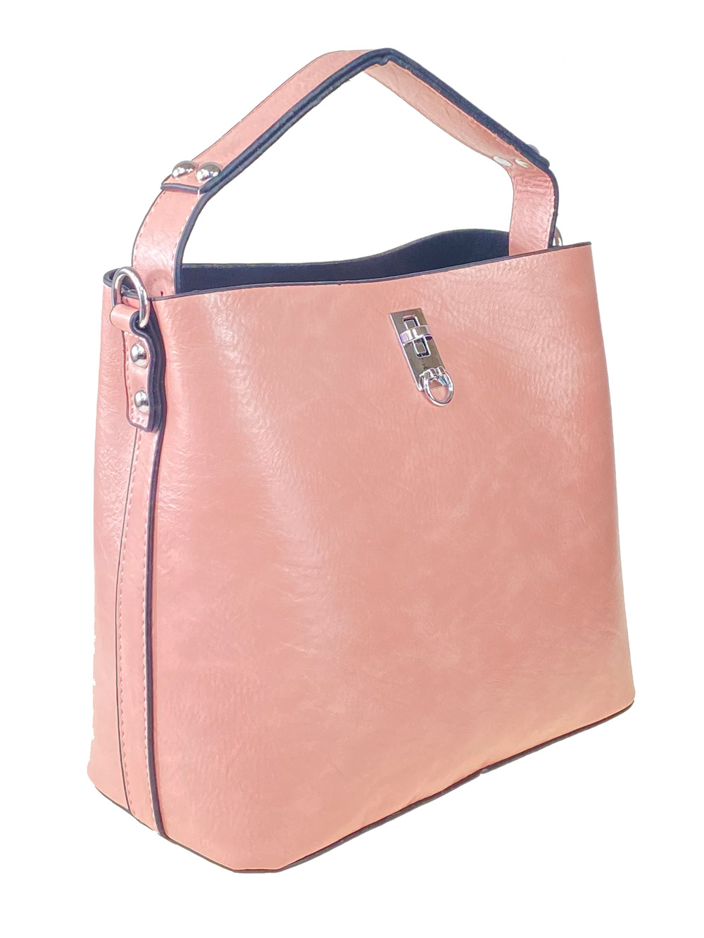 На фото 1 - Летняя женская сумка тоут из экокожи, цвет нежно-розовый