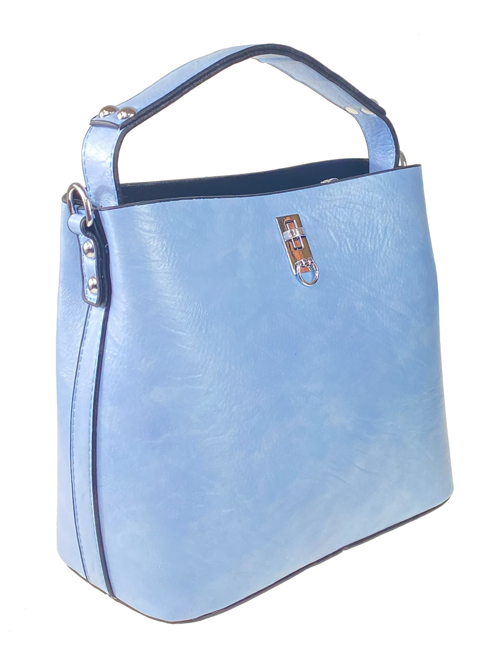 На фото 1 - Летняя женская сумка тоут из экокожи, цвет нежно-голубой