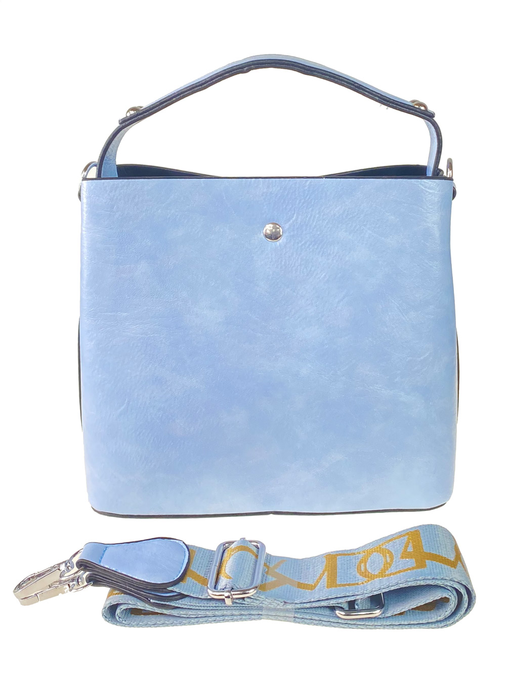 На фото 3 - Летняя женская сумка тоут из экокожи, цвет нежно-голубой