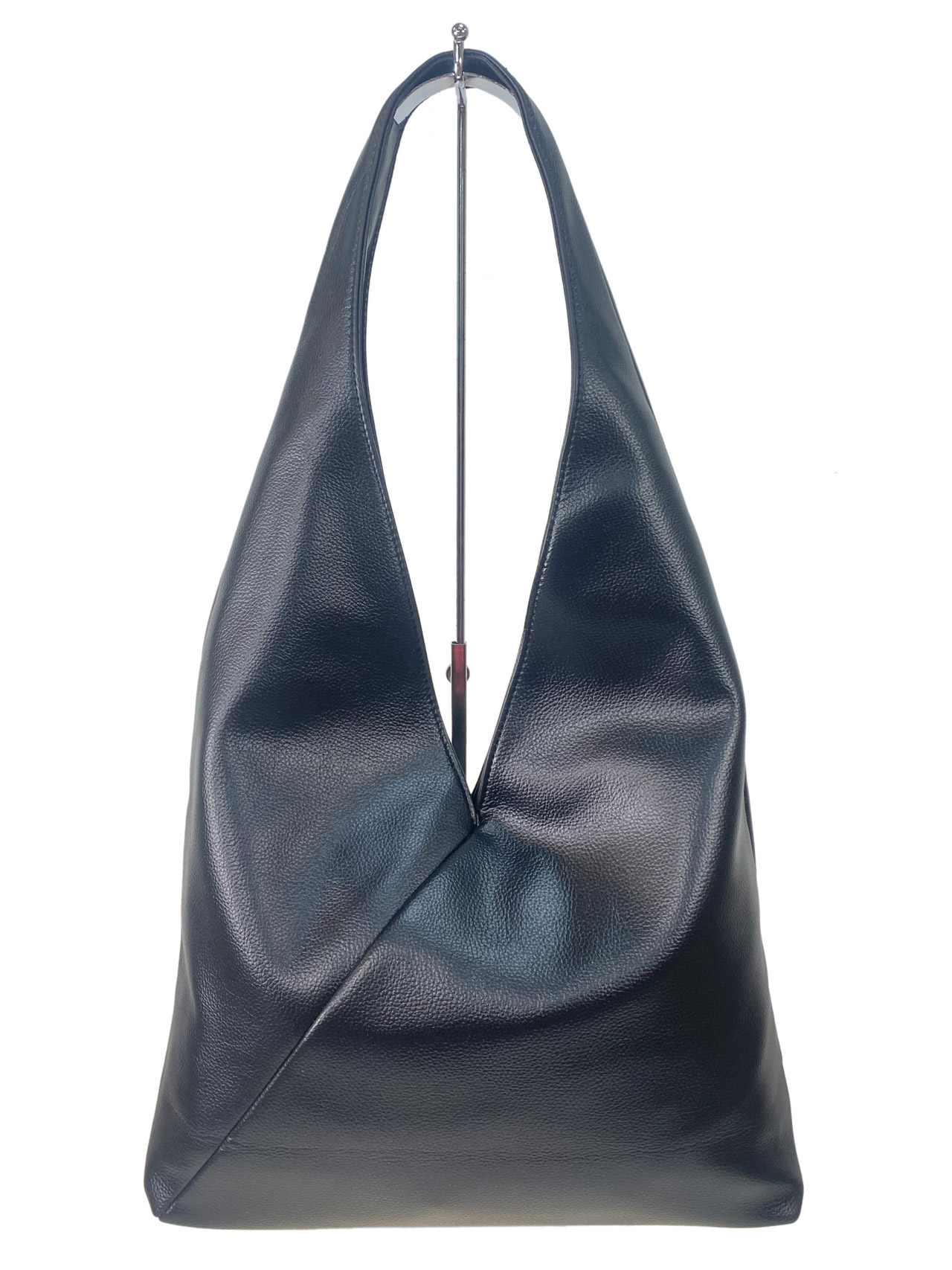 На фото 2 - Женская сумка шоппер из искусственной кожи, цвет черный