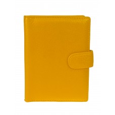 На фото 1 - Обложка для паспорта и автодокументов из натуральной кожи, цвет желтый
