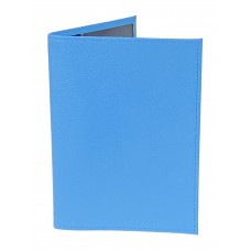 На фото 1 - Обложка для паспорта из натуральной кожи, цвет голубой