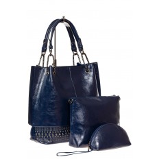 На фото 2 - Набор сумок из искусственной кожи, цвет синий