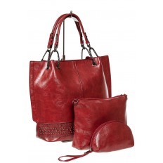 На фото 2 - Набор сумок из искусственной кожи, цвет красный