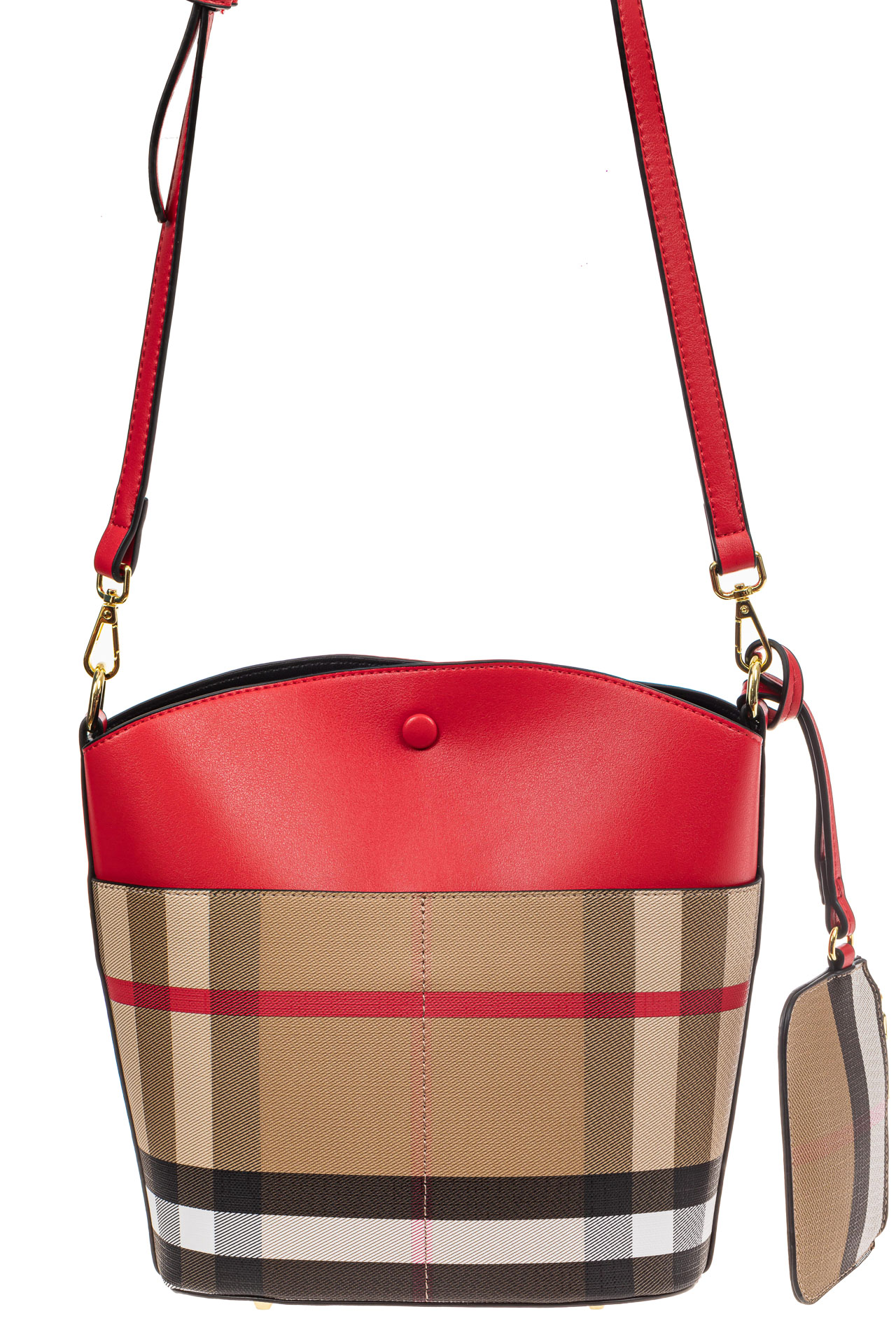 На фото 3 - Комплект сумок из кожзама, бежевая с красным, клетка