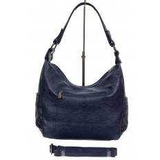 На фото 3 - Женская стёганая сумка хобо из искусственной кожи, цвет тёмно-синий