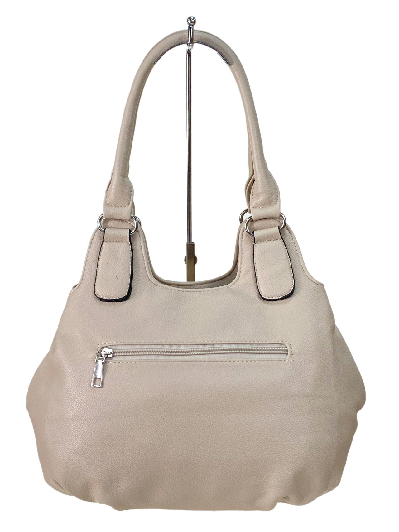 На фото 3 - Женская сумка из искусственной кожи, цвет бежево-серый