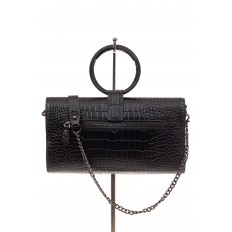 На фото 3 - Женская сумка багет из натуральной кожи, цвет черный