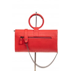 На фото 3 - Женская сумка багет из натуральной кожи, цвет красный