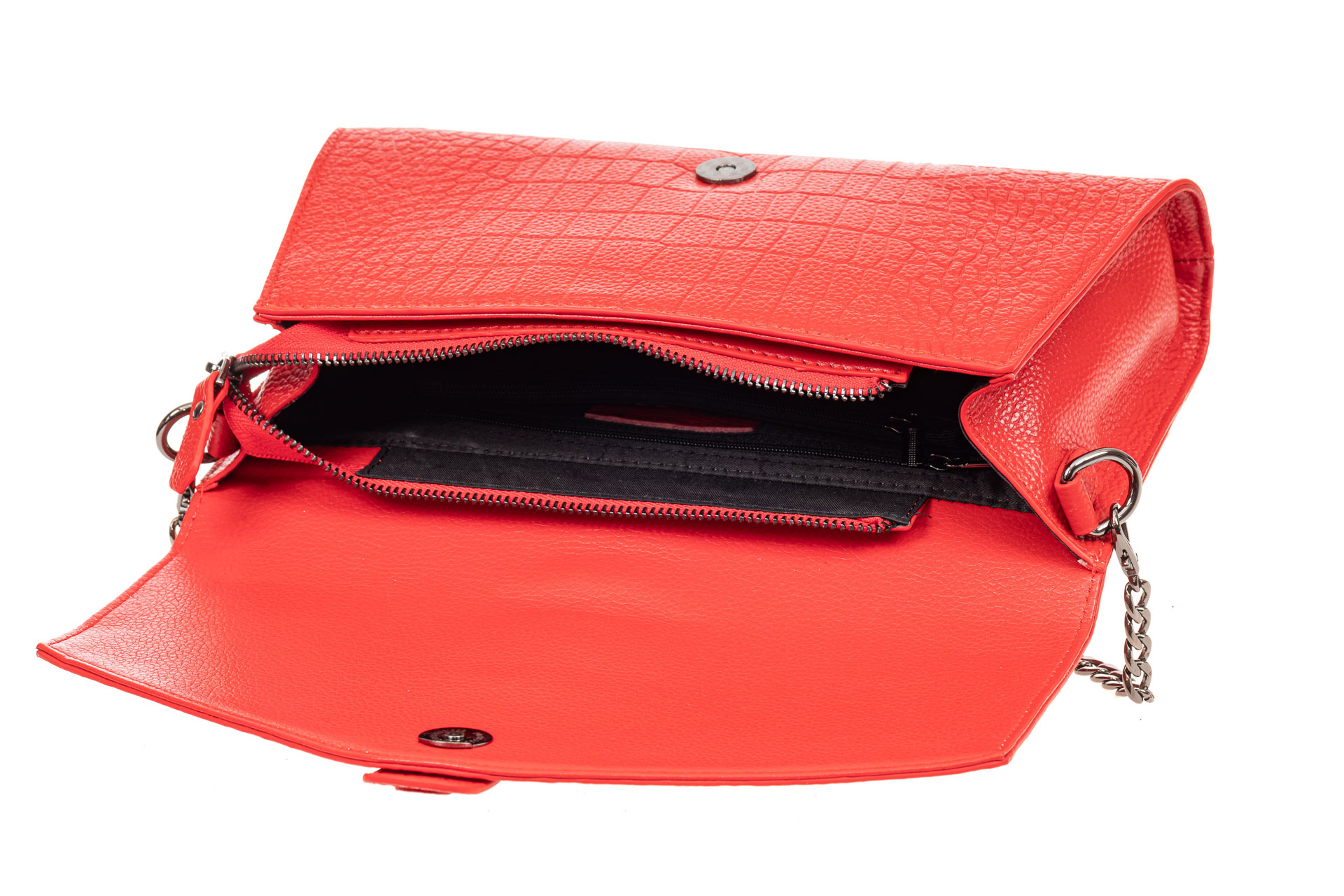 На фото 4 - Женская сумка багет из натуральной кожи, цвет красный