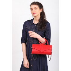 На фото 5 - Женская сумка багет из натуральной кожи, цвет красный