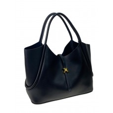 На фото 1 - Женская сумка из натуральной кожи, цвет  черный
