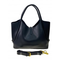 На фото 3 - Женская сумка из натуральной кожи, цвет  черный
