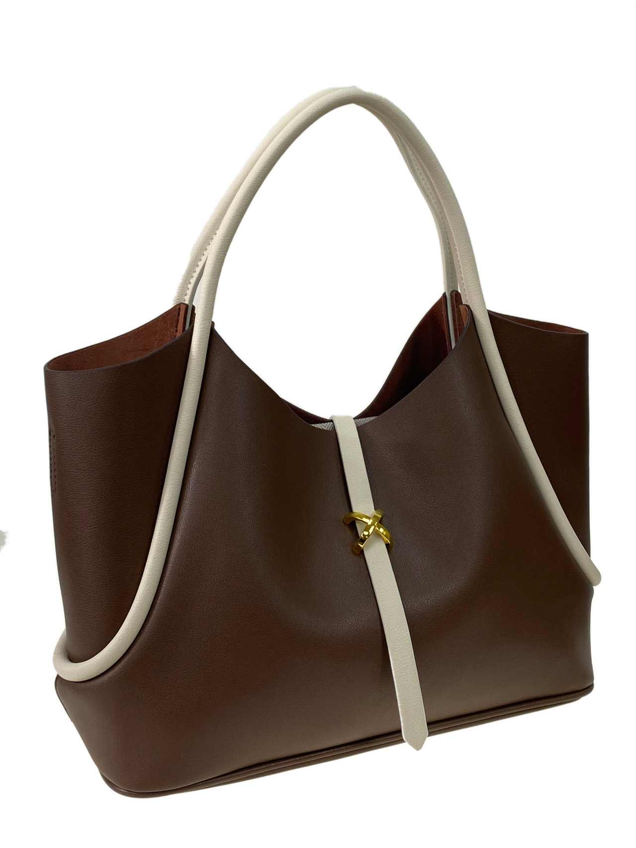 На фото 1 - Женская сумка из натуральной кожи, цвет  шоколад