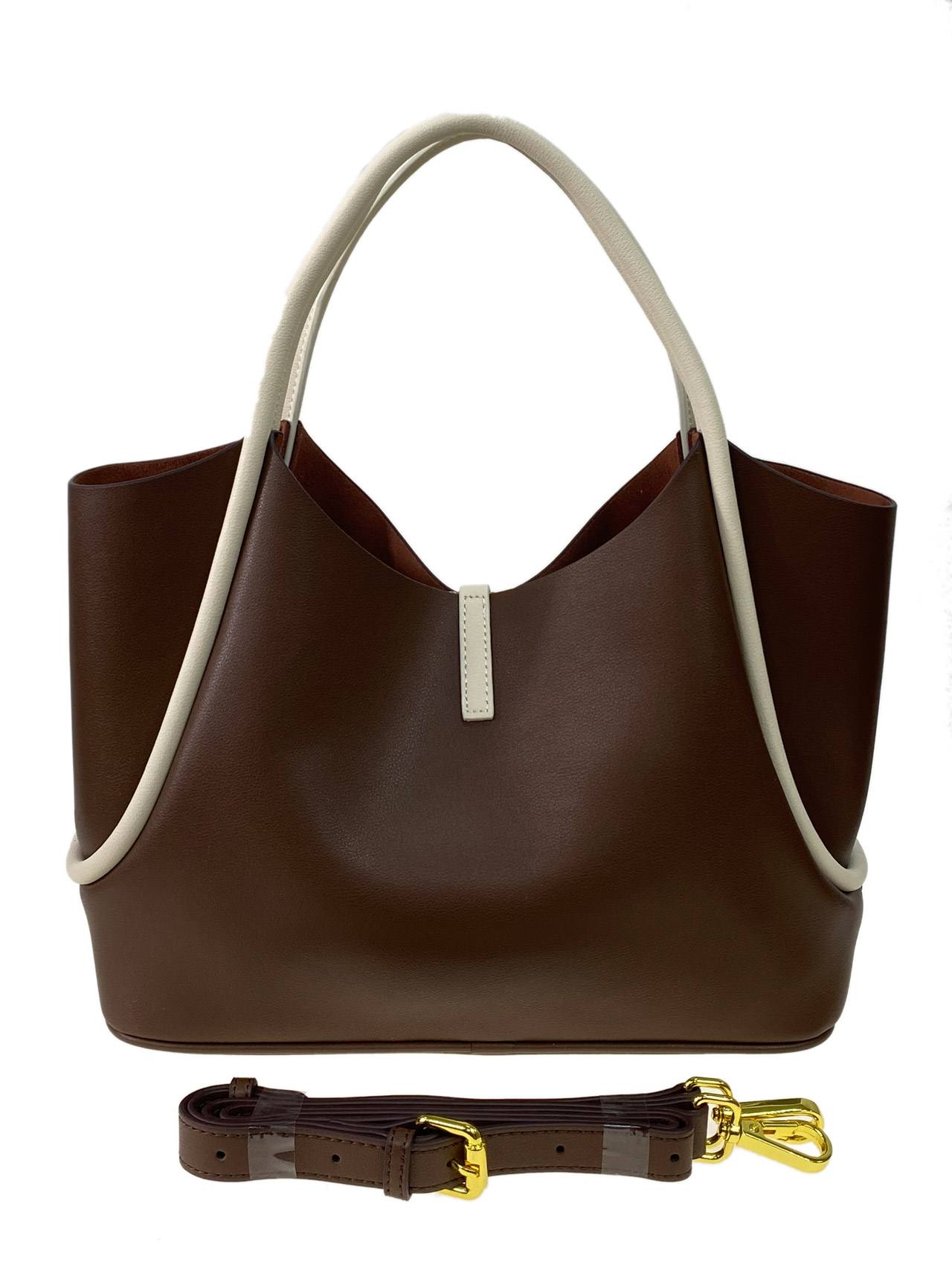 На фото 3 - Женская сумка из натуральной кожи, цвет  шоколад