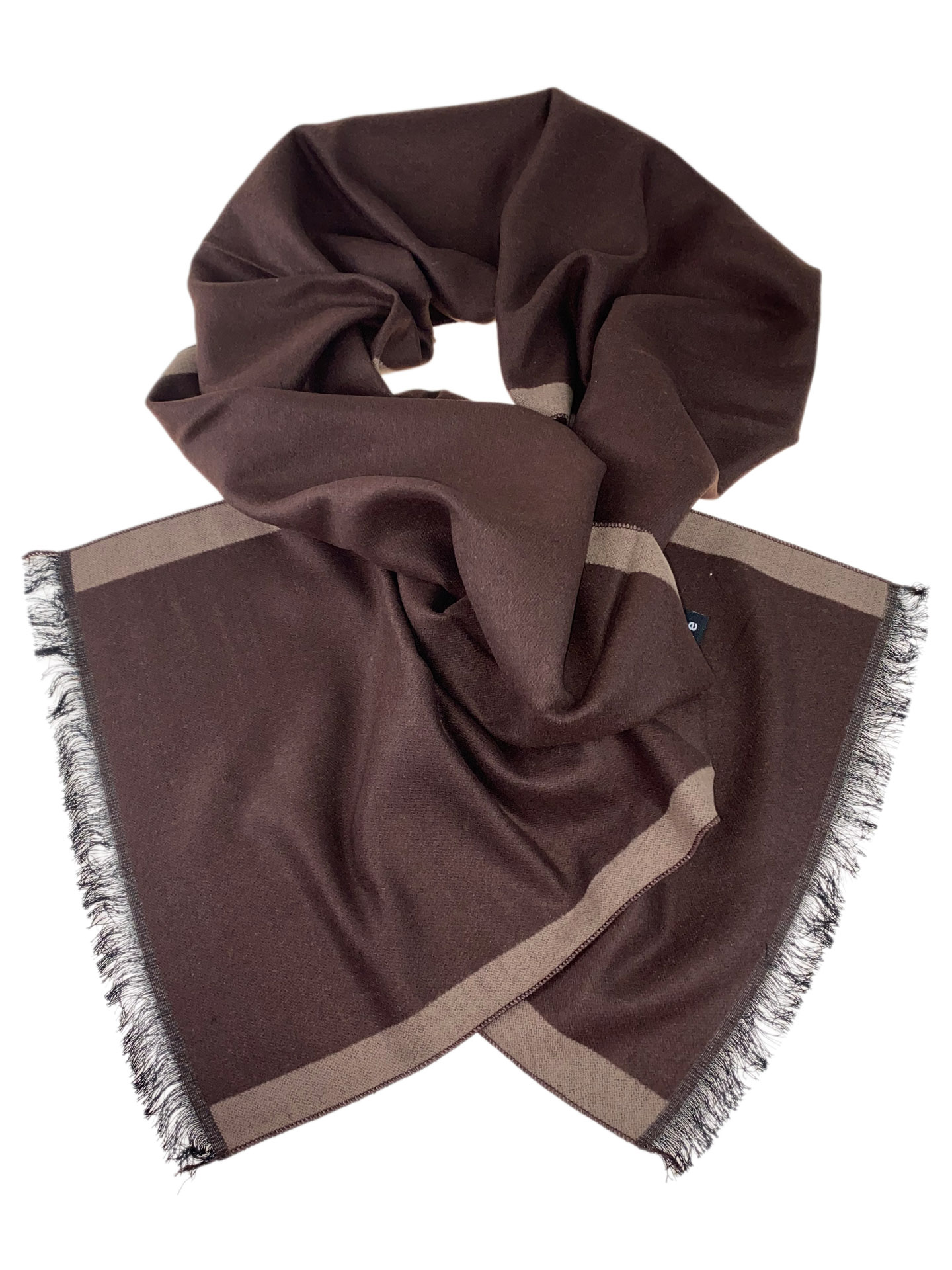 На фото 1 - Мужской шарф из кашемира с полосками, цвет шоколад