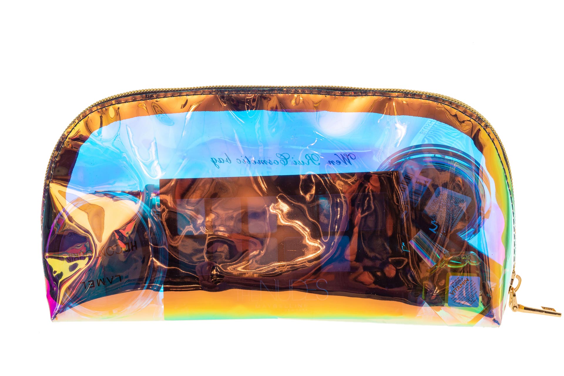 На фото 3 - Пенал косметичка из прозрачного ПВХ с эффектом голубой хамелеон