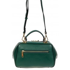 На фото 3 - Мягкая кожаная женская сумка на каждый день, цвет зеленый с оливковым