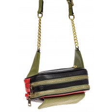 На фото 4 - Женская сумка кросс-боди, черная с зеленым