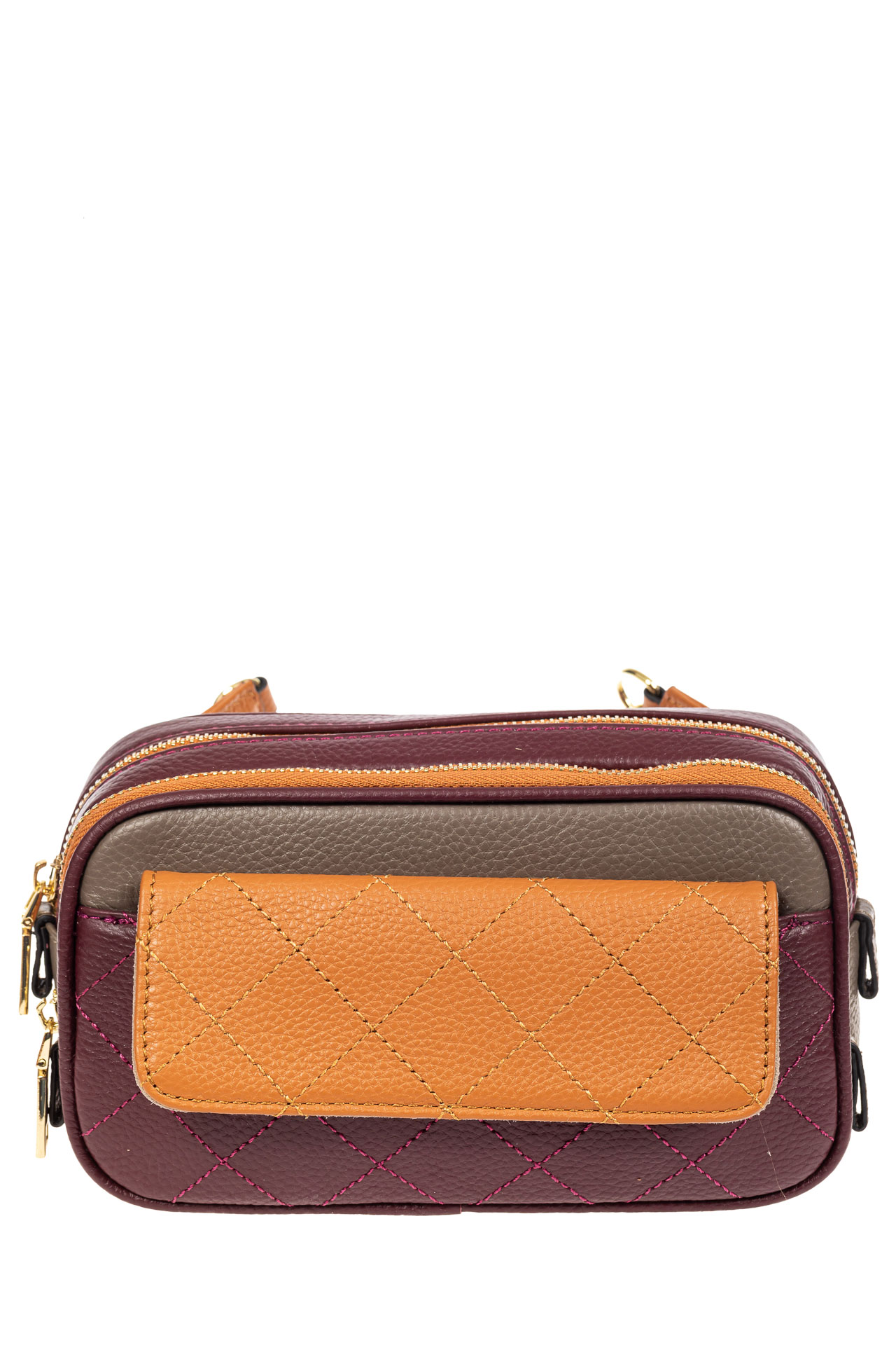 На фото 2 - Женская сумка кросс-боди, фиолетовый с рыжим