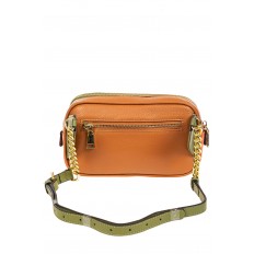 На фото 3 - Женская сумка кросс-боди, оранжевый с зеленым