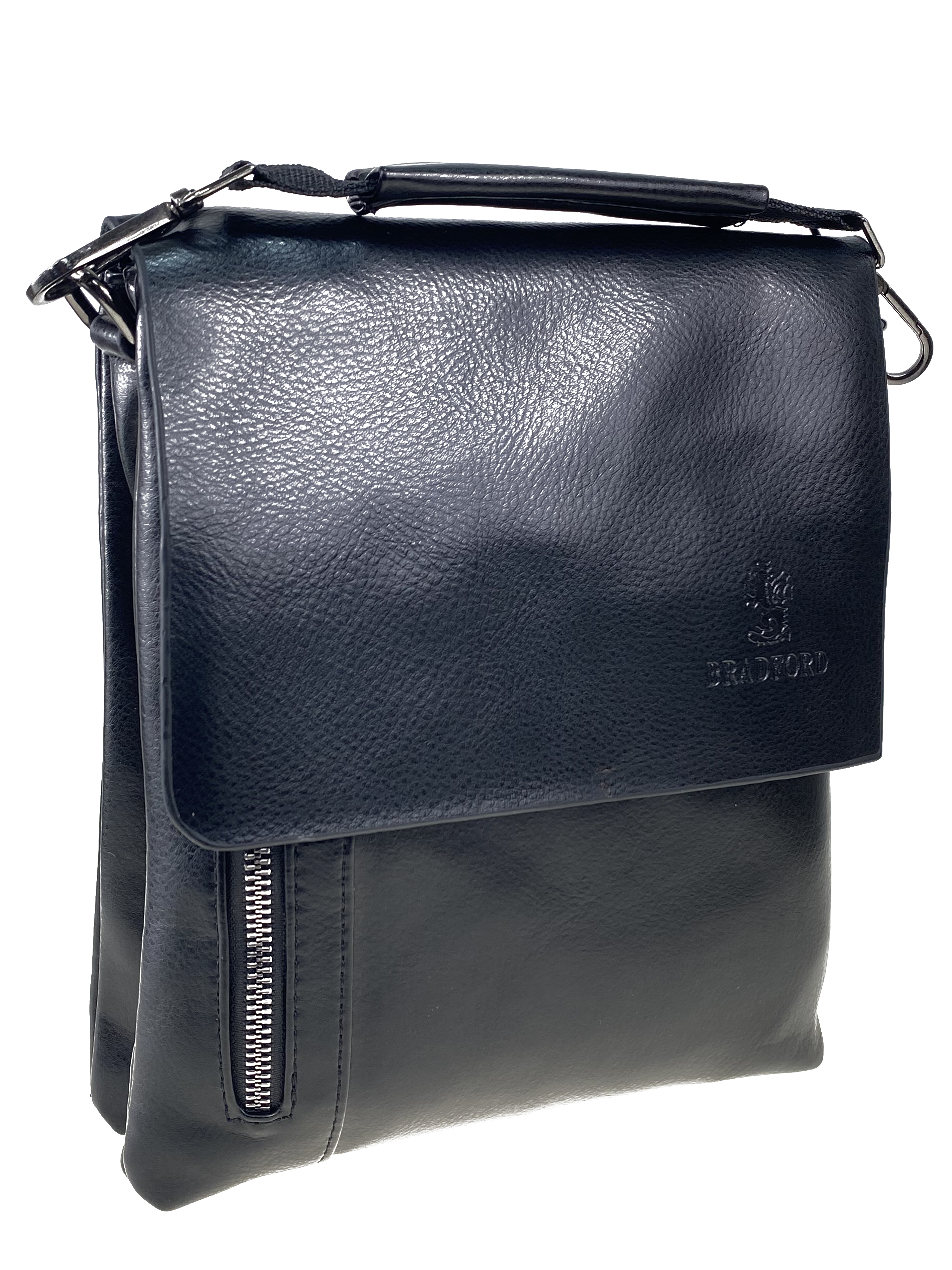 На фото 1 - Мужская сумка-планшет из экокожи, цвет черный 