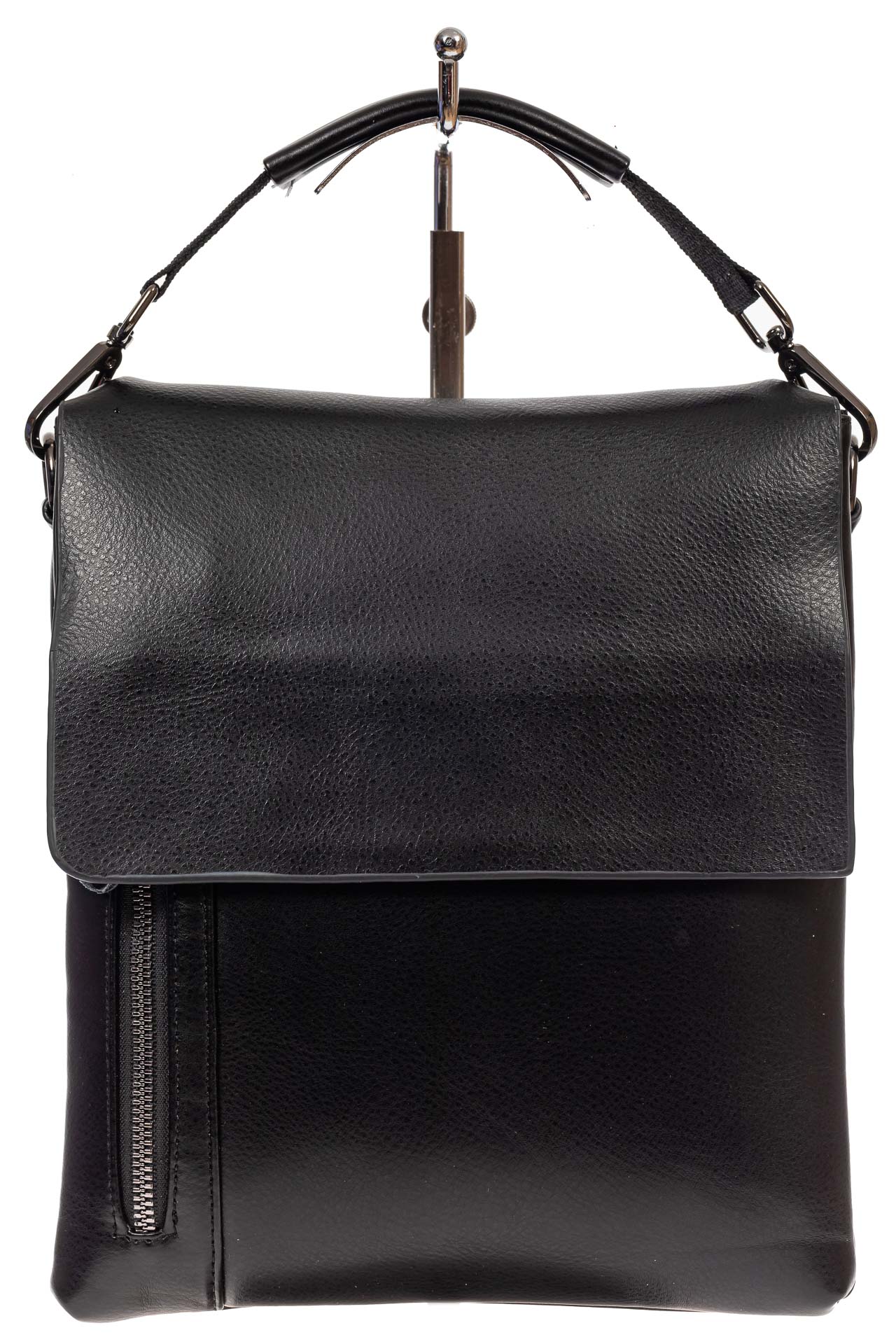 На фото 2 - Мужская сумка-почтальонка из искусственной кожи, цвет чёрный
